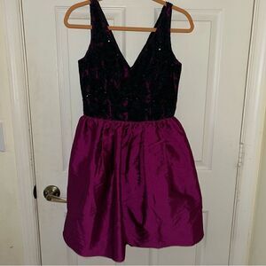 Aidan Mattox Lace Sequin Tulle Sleeveless Dress